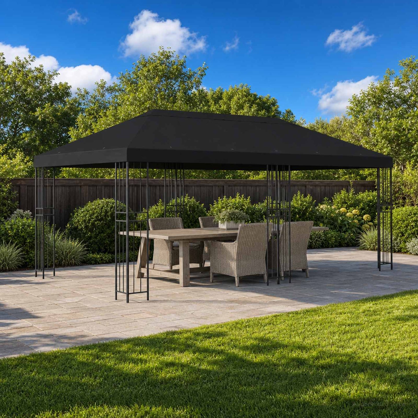 6 x 3 m Schwarz Polyester und Stahl 190
