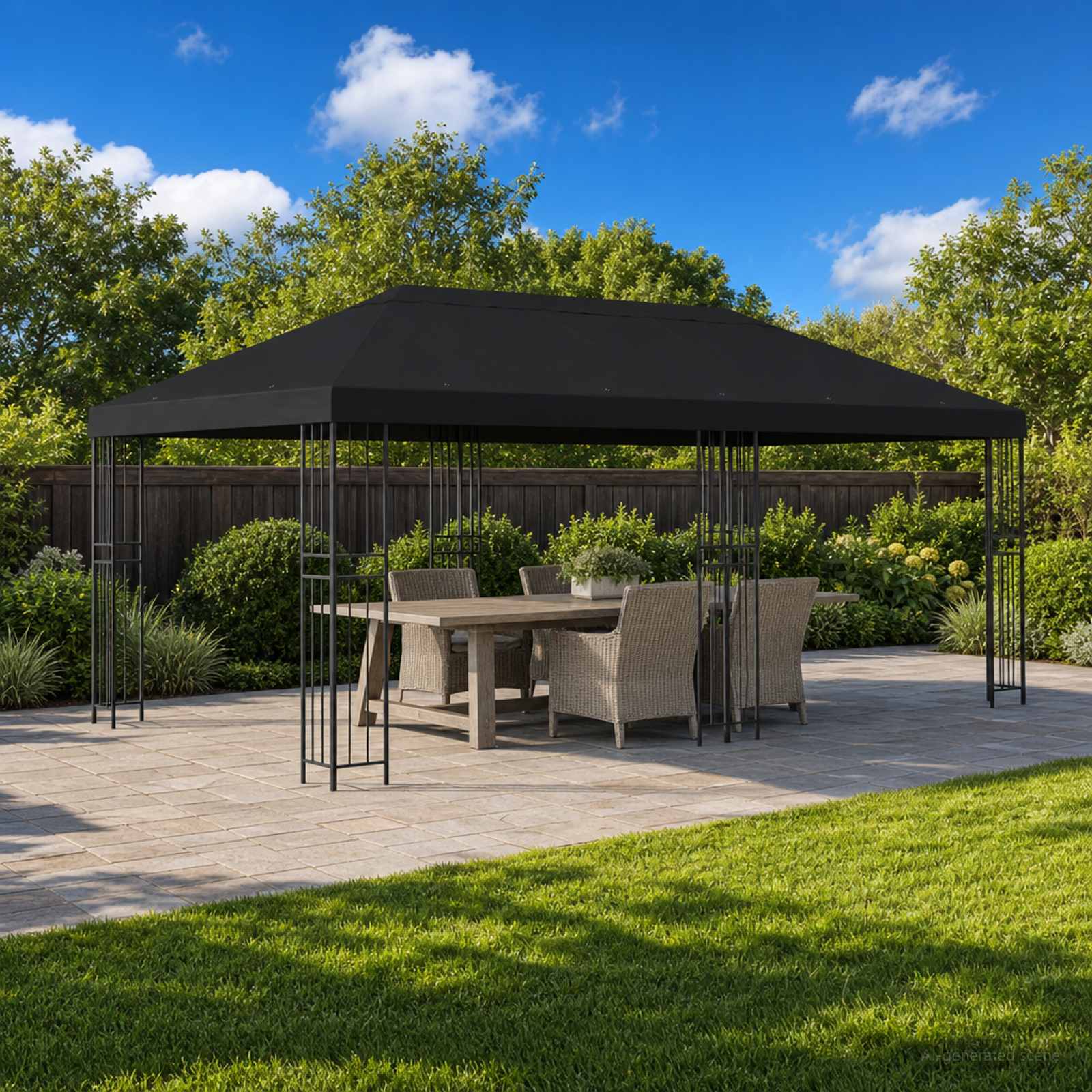 6 x 3 m Schwarz Polyester und Stahl 190