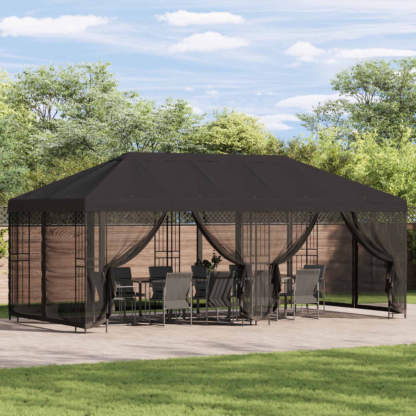 6 x 3 m Anthrazit Polyester und Stahl 190