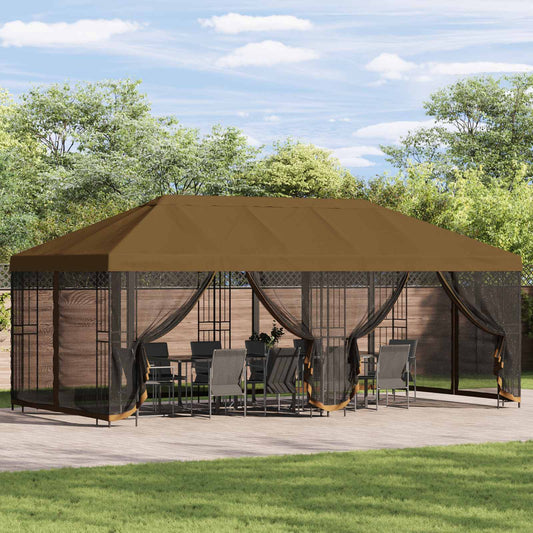 6 x 3 m Taupe Polyester und Stahl 190 gsm