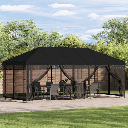 6 x 3 m Schwarz Polyester und Stahl 190