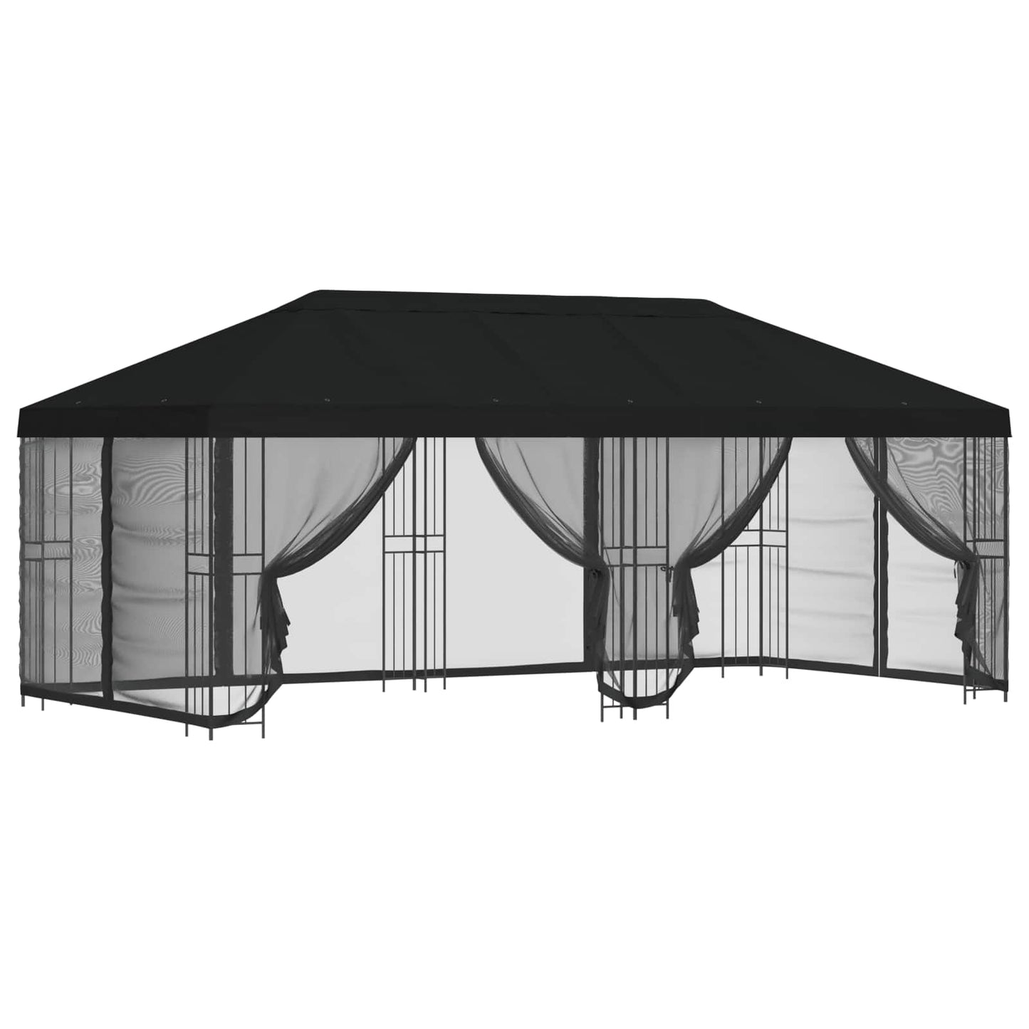 6 x 3 m Schwarz Polyester und Stahl 190