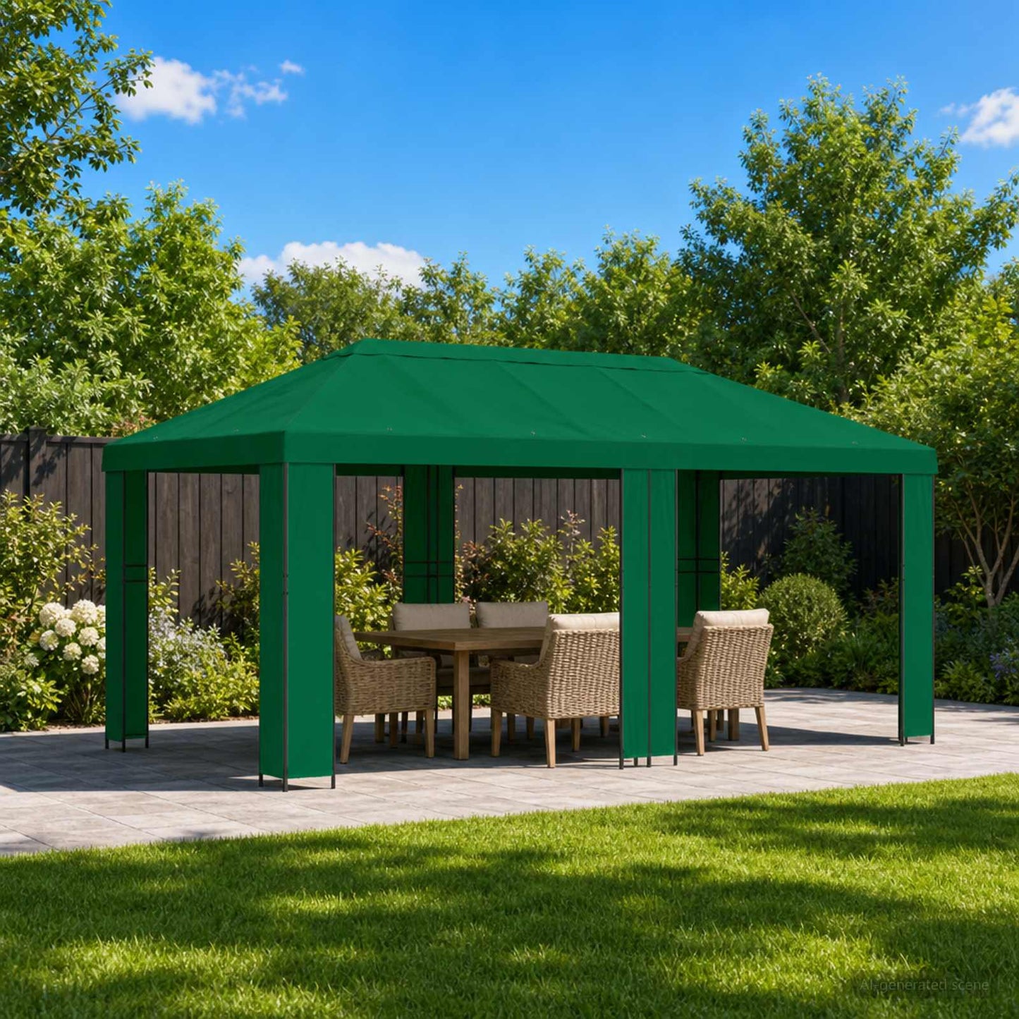 Garten Pavillon 6 x 3 m Grün Polyester und Stahl 190 gsm