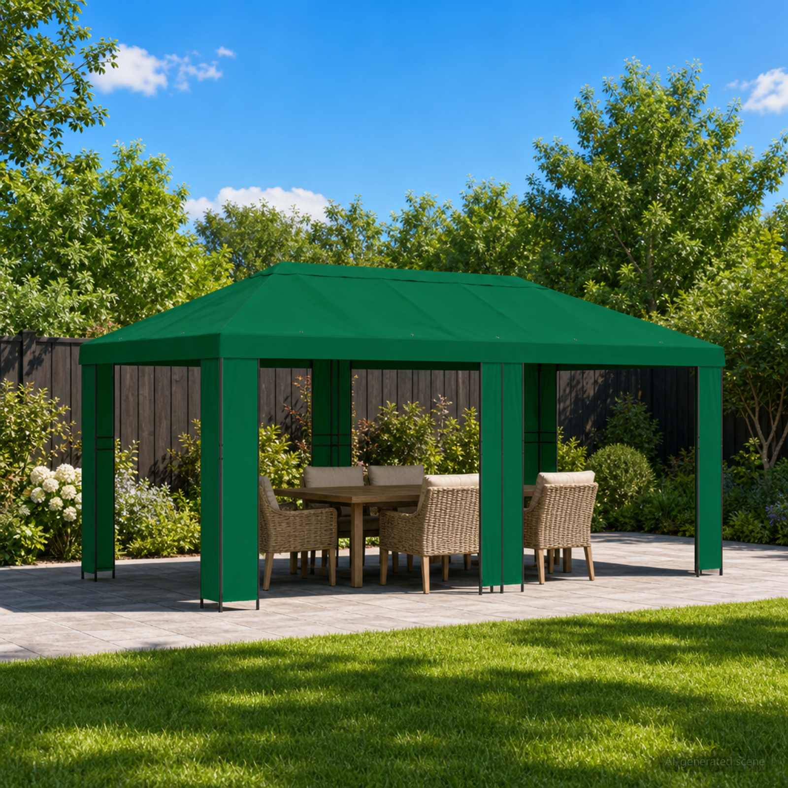 Garten Pavillon 6 x 3 m Grün Polyester und Stahl 190 gsm