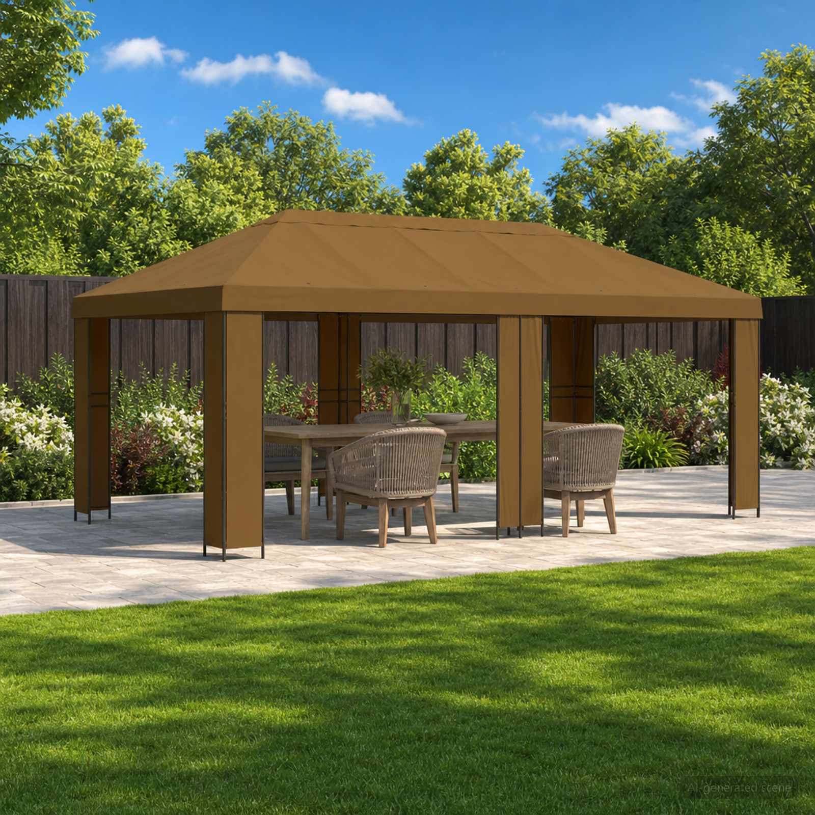 Garten Pavillon 6 x 3 m Taupe Polyester und Stahl 190