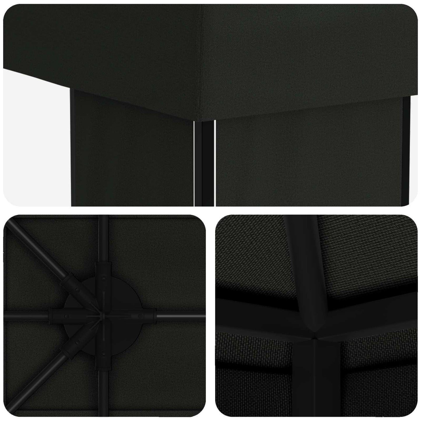 Garten Pavillon 6 x 3 m Schwarz Polyester und Stahl 190