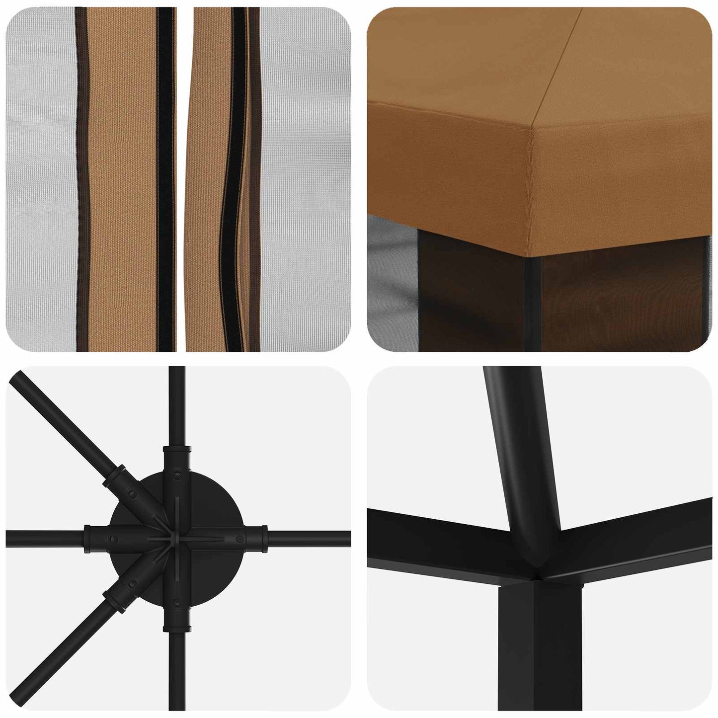 6 x 3 m Beige Polyester und Stahl 190