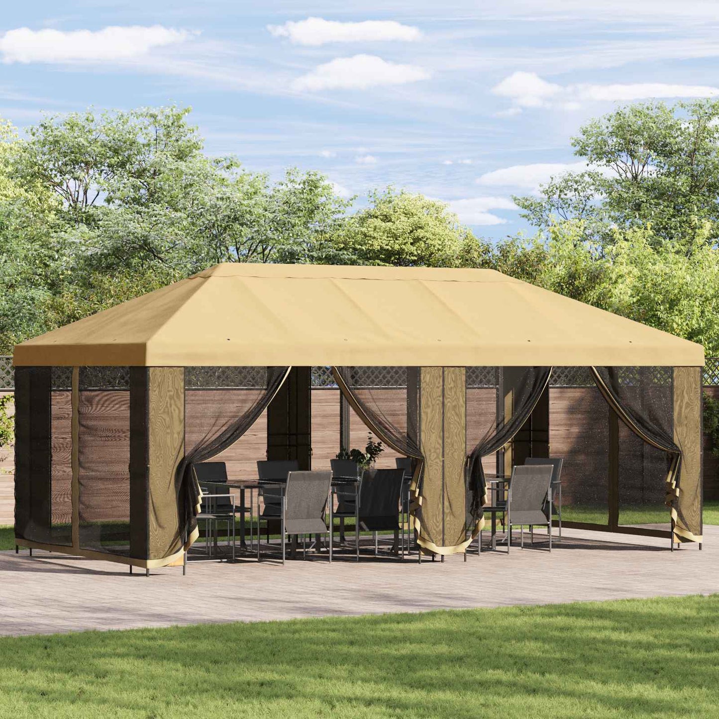 Garten Pavillon mit Seitenwänden 6 x 3 m Creme