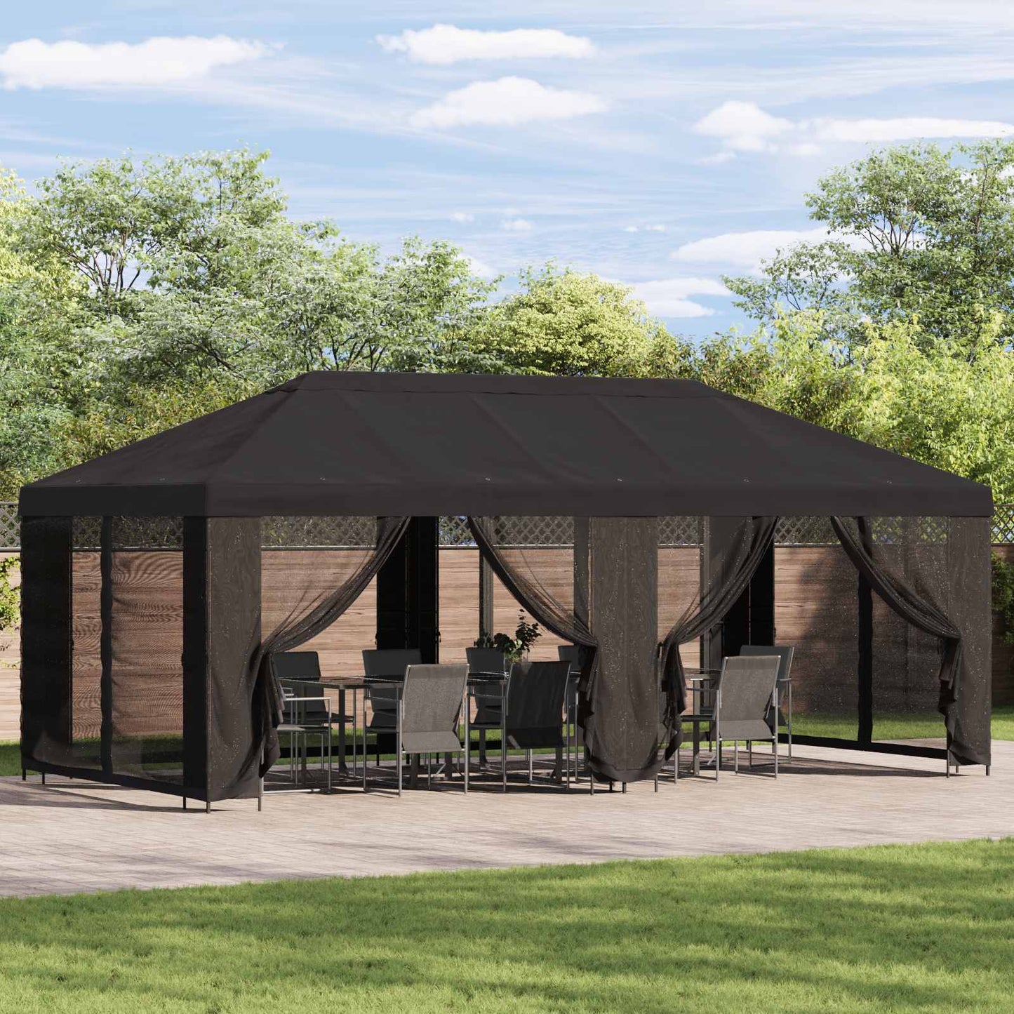 Garten Pavillon mit Seitenwänden 6 x 3 m Anthrazit