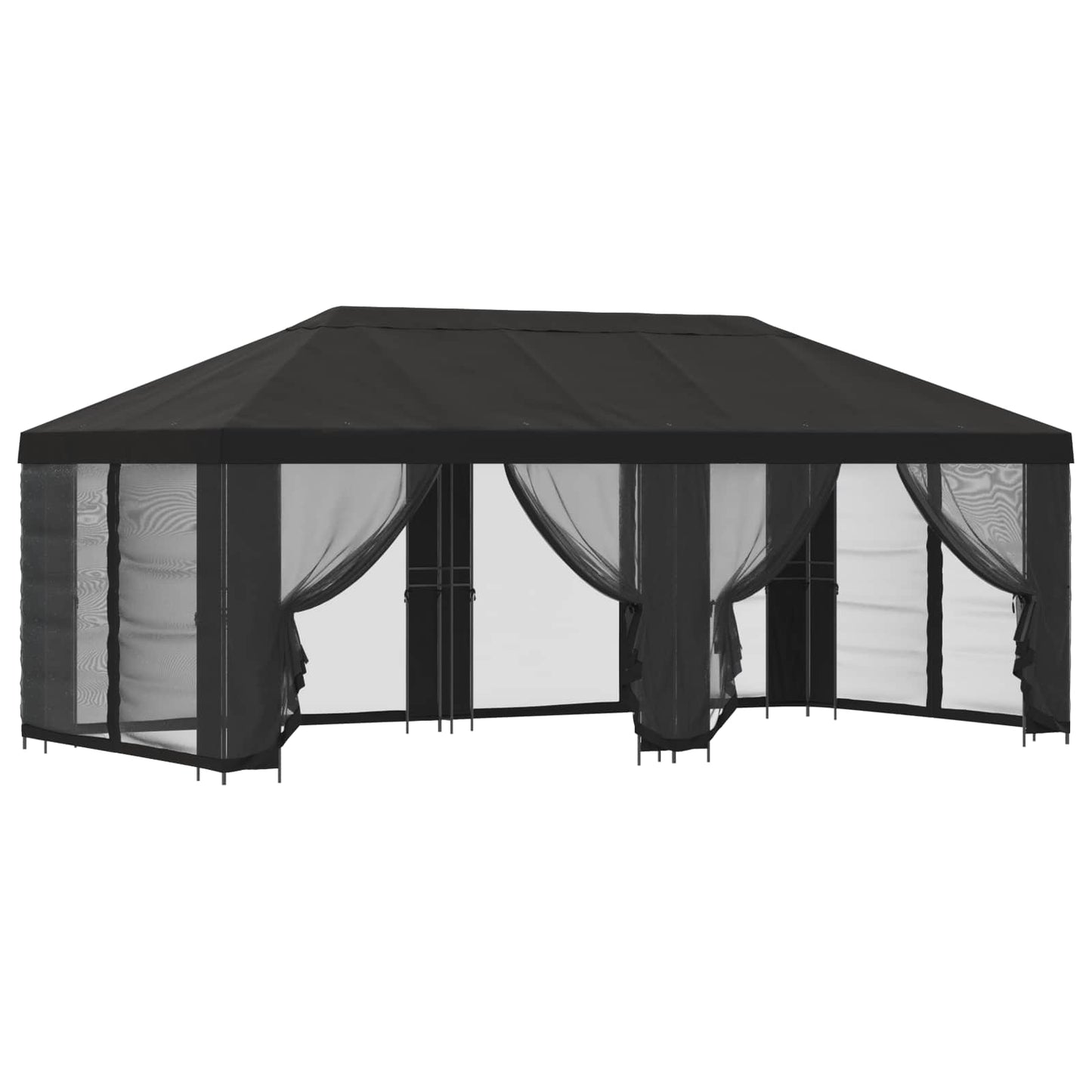 Garten Pavillon mit Seitenwänden 6 x 3 m Anthrazit