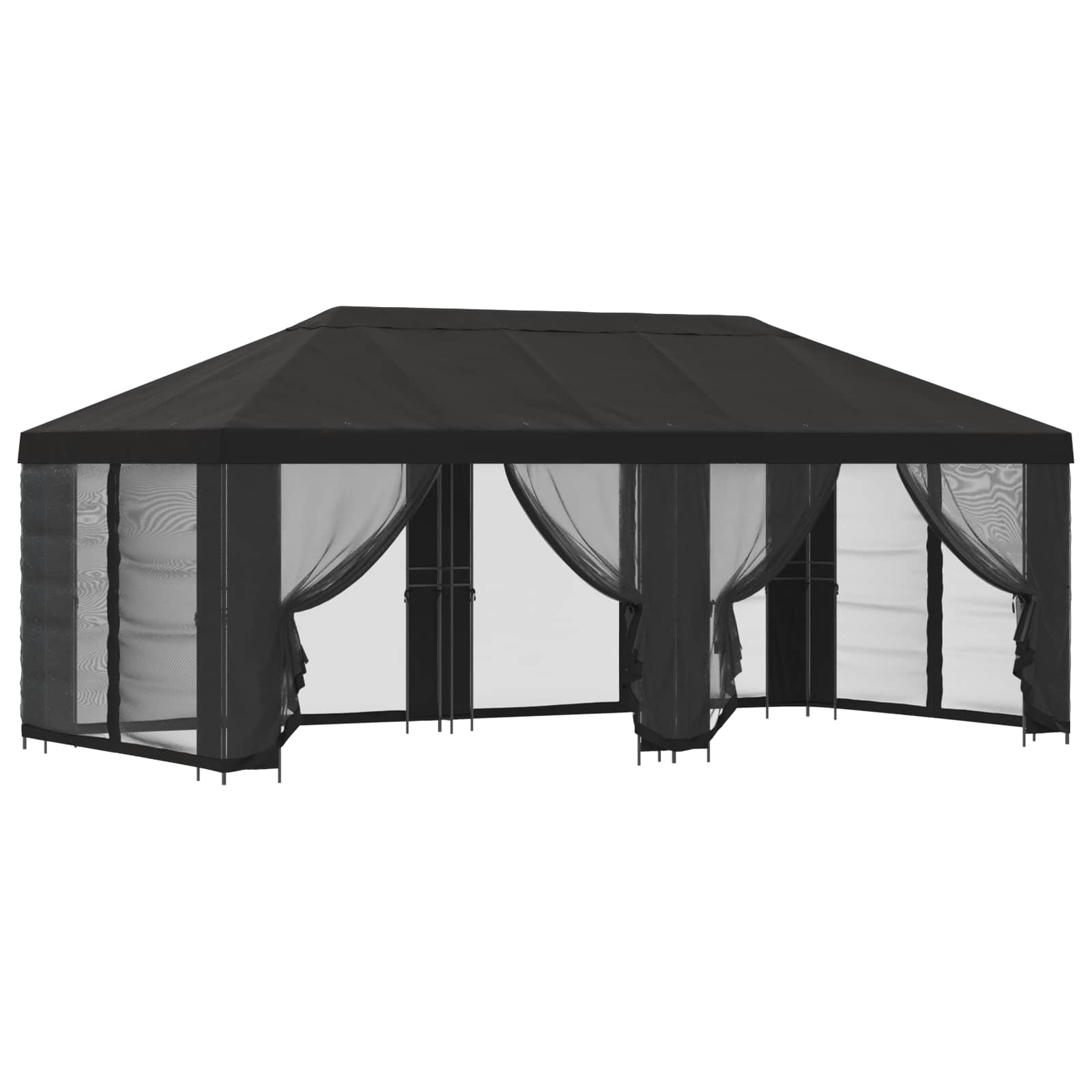 Garten Pavillon mit Seitenwänden 6 x 3 m Anthrazit