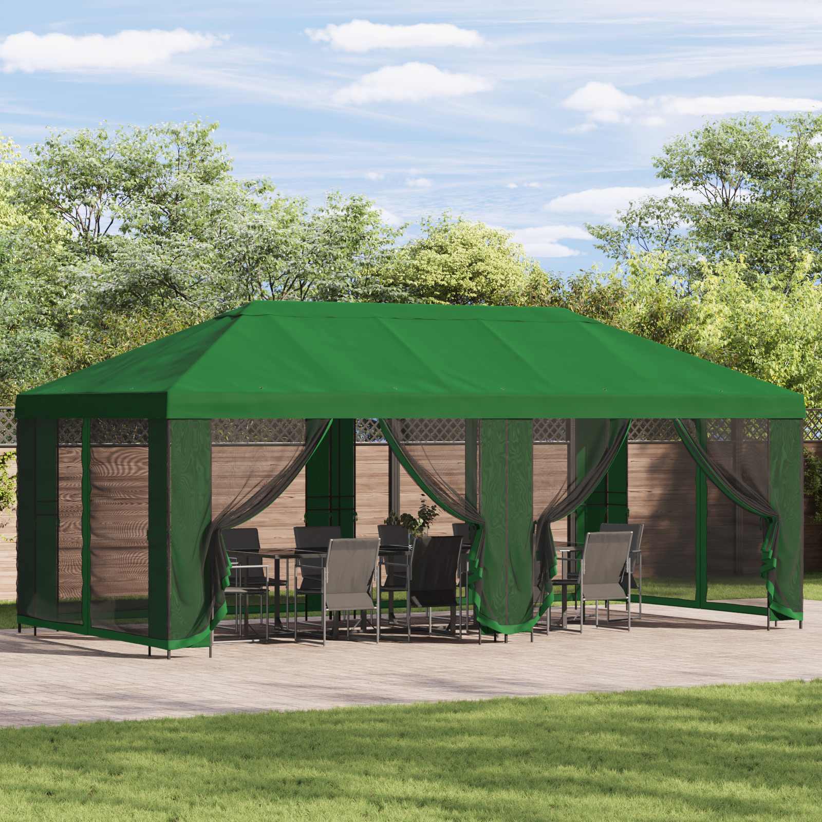 Garten Pavillon mit Seitenwänden 6 x 3 m Grün