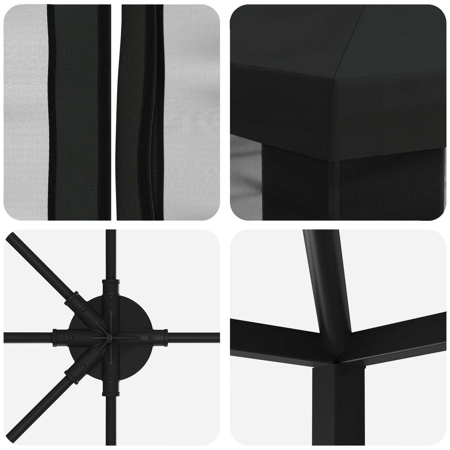 Garten Pavillon mit Seitenwänden 6 x 3 m Schwarz