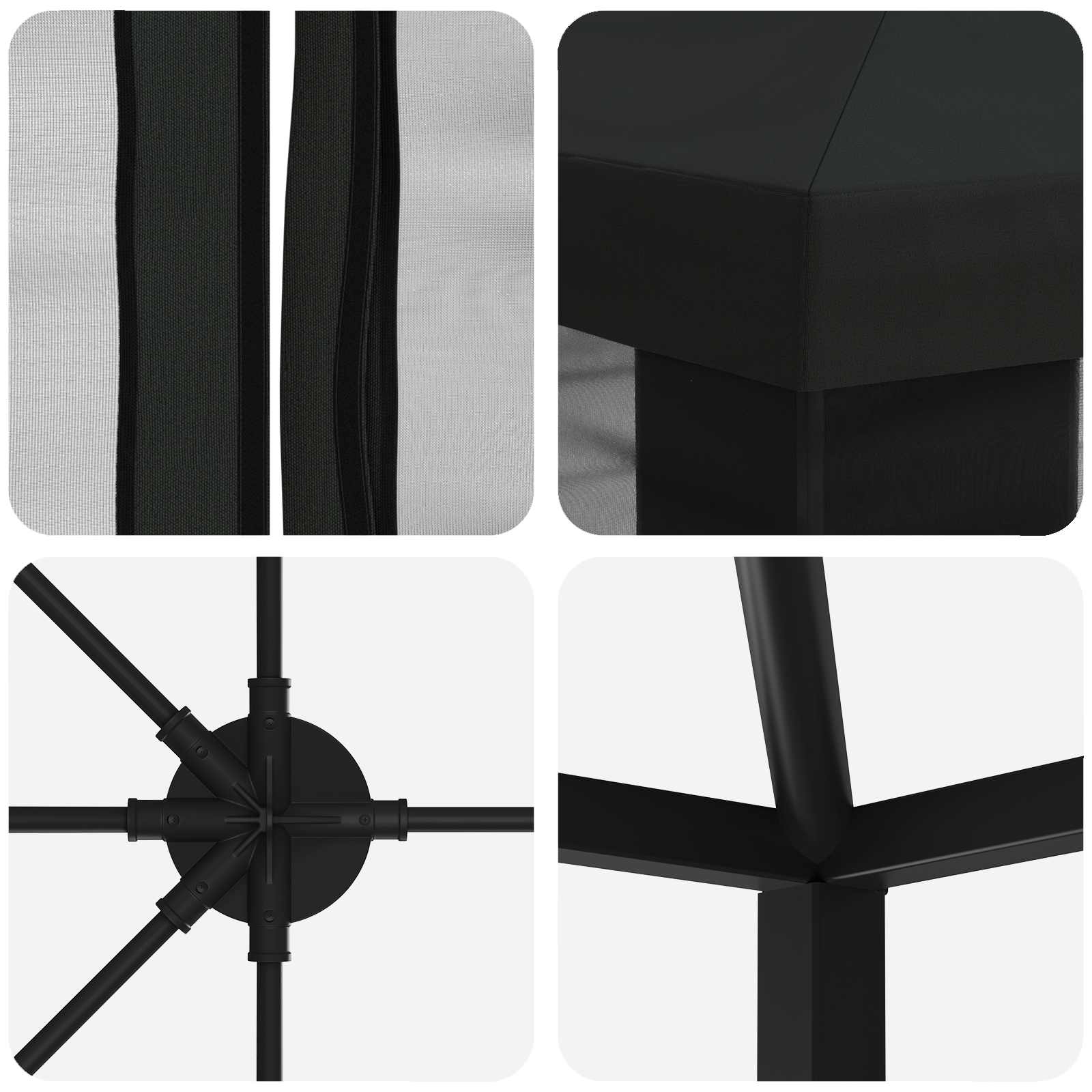 Garten Pavillon mit Seitenwänden 6 x 3 m Schwarz