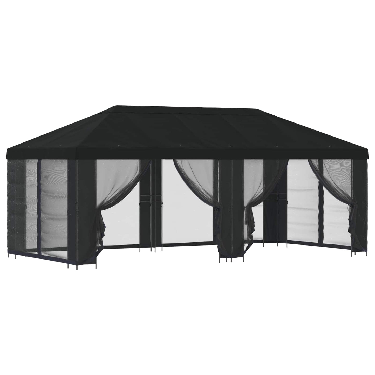 Garten Pavillon mit Seitenwänden 6 x 3 m Schwarz
