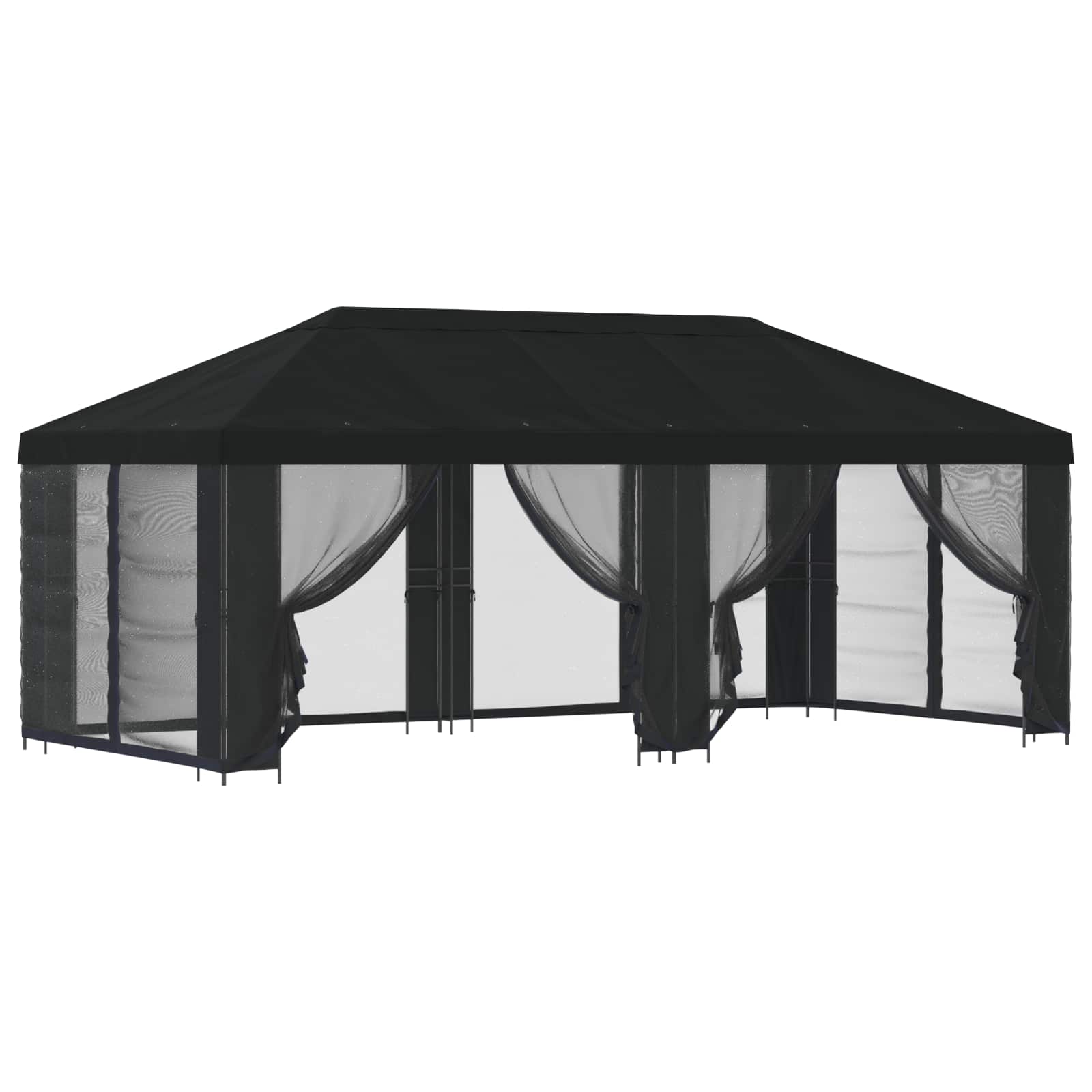 Garten Pavillon mit Seitenwänden 6 x 3 m Schwarz