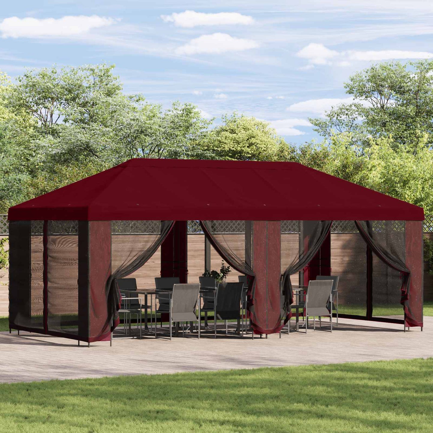 Garten Pavillon mit Seitenwänden 6 x 3 m Bordeauxrot