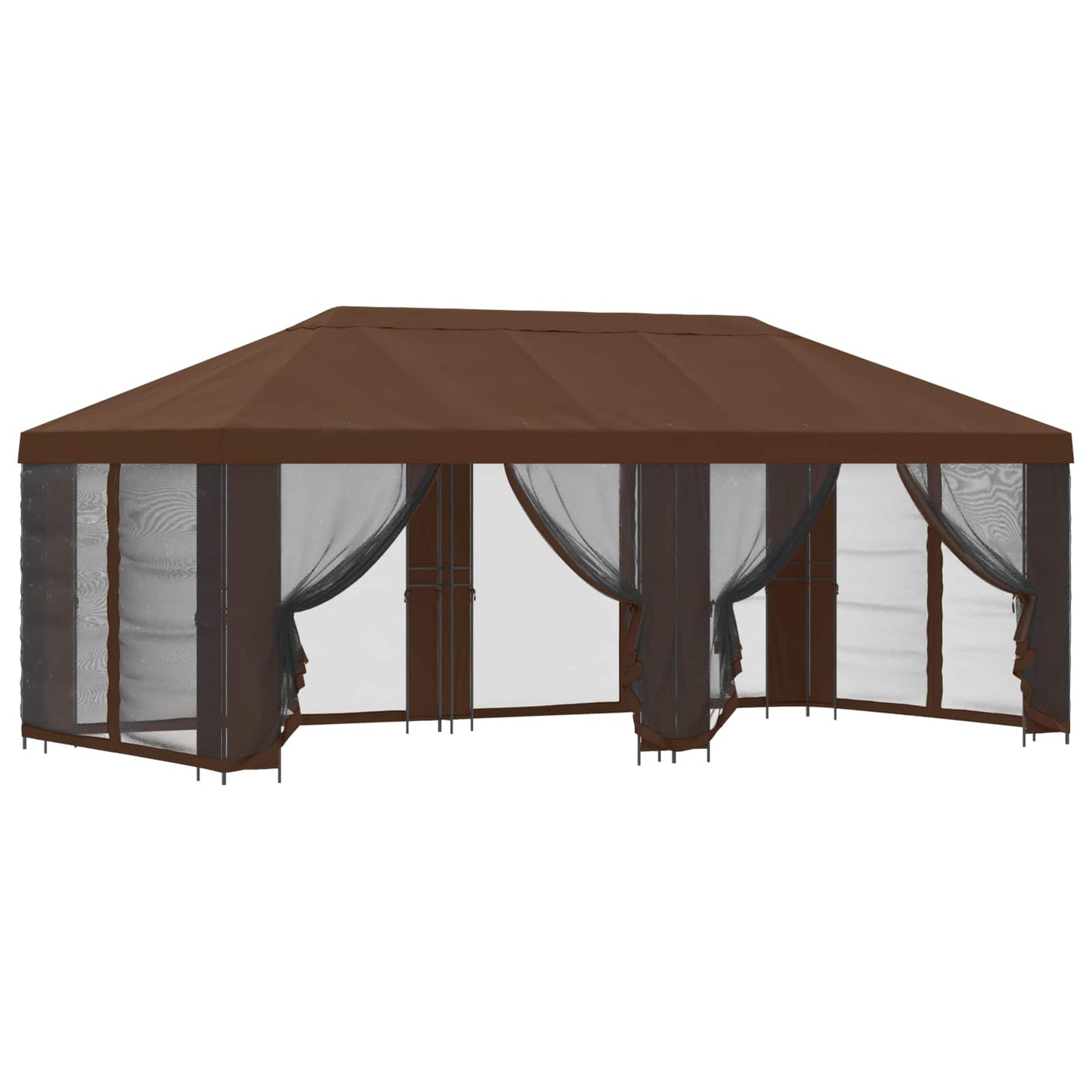 Garten Pavillon mit Seitenwänden 6 x 3 m Braun