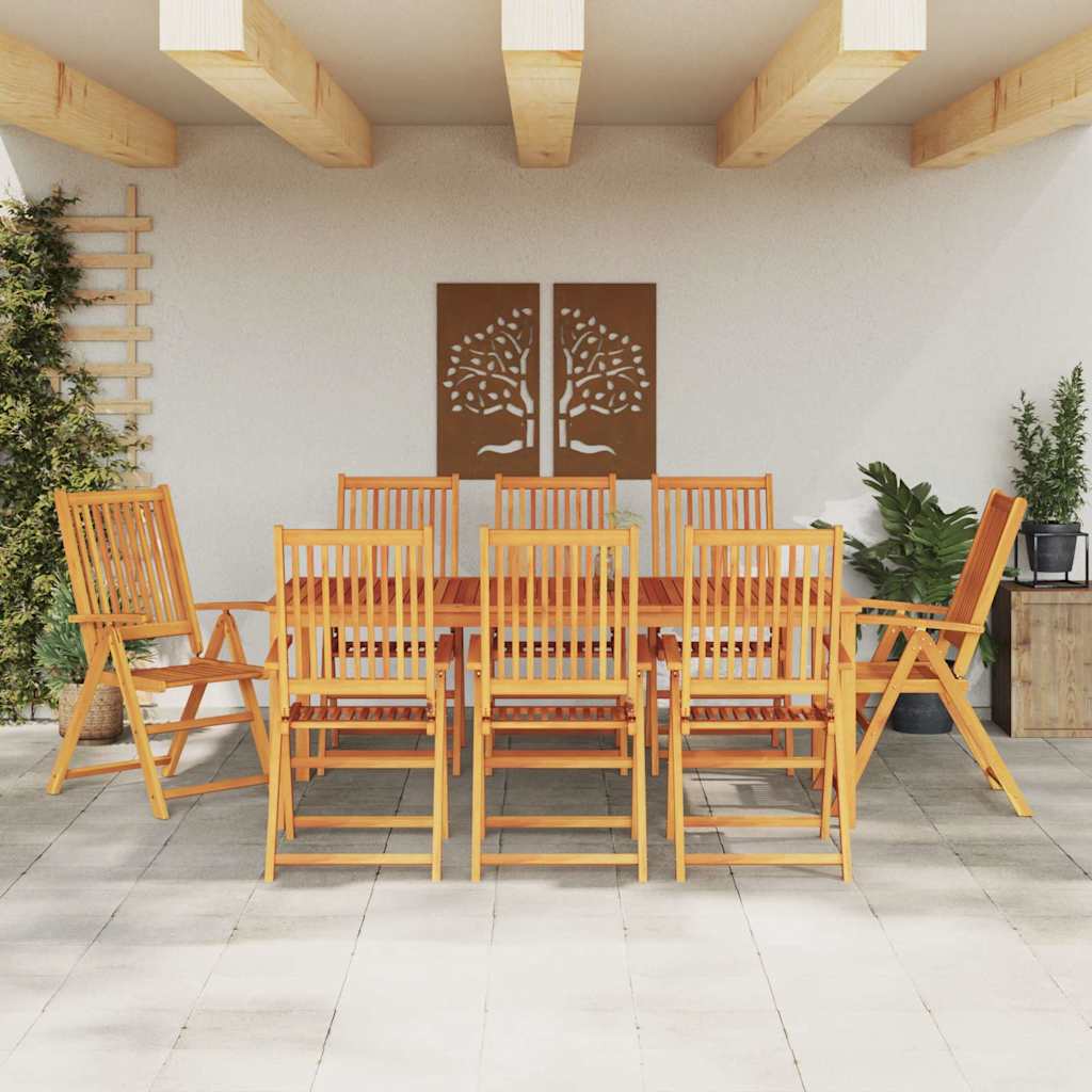 Garten Essgruppe 9 stk. Braun Massivholz Akazie