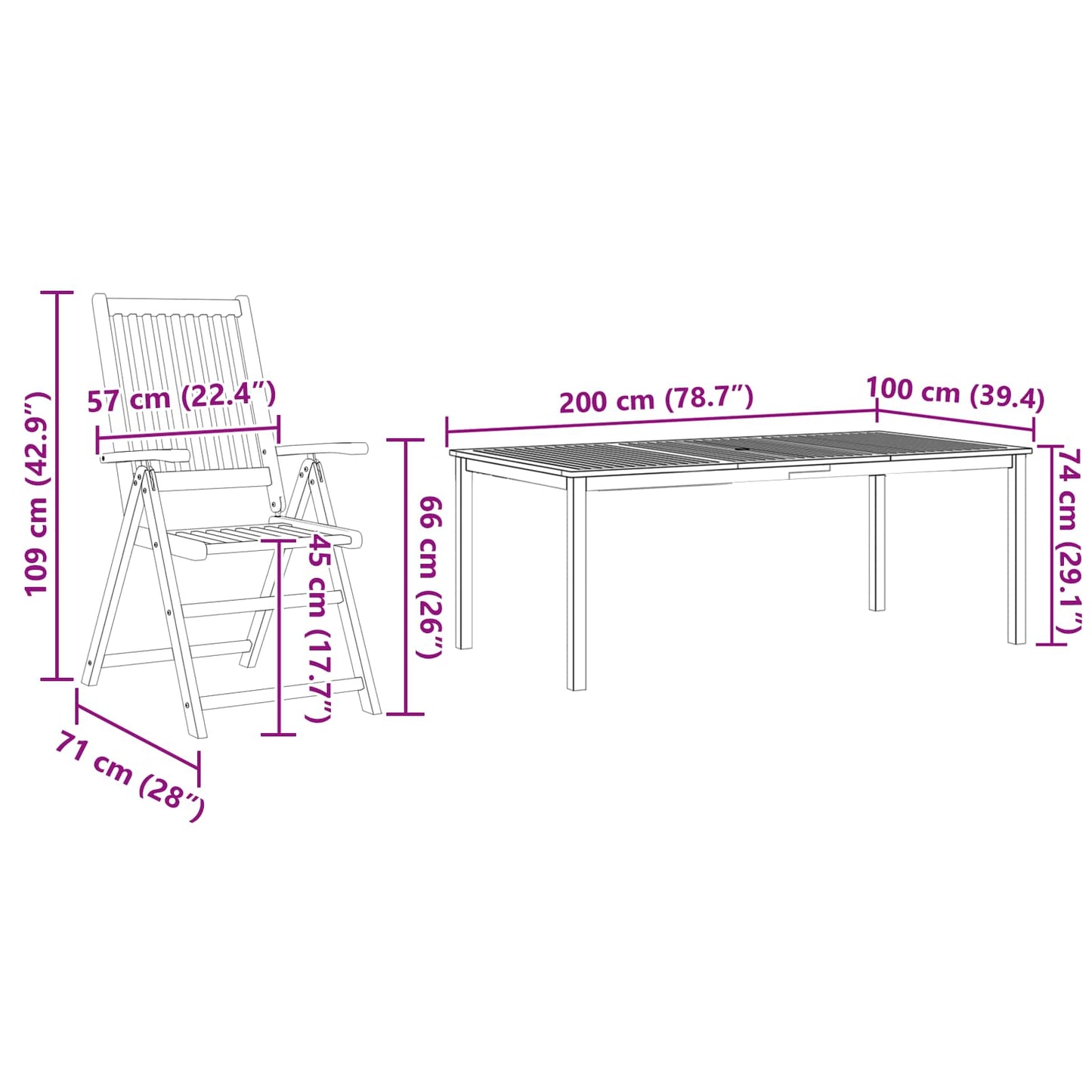Garten Essgruppe 9 stk. Braun Massivholz Akazie