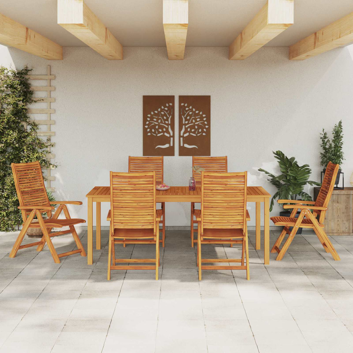 Garten Essgruppe 7 stk. Braun Massivholz Akazie