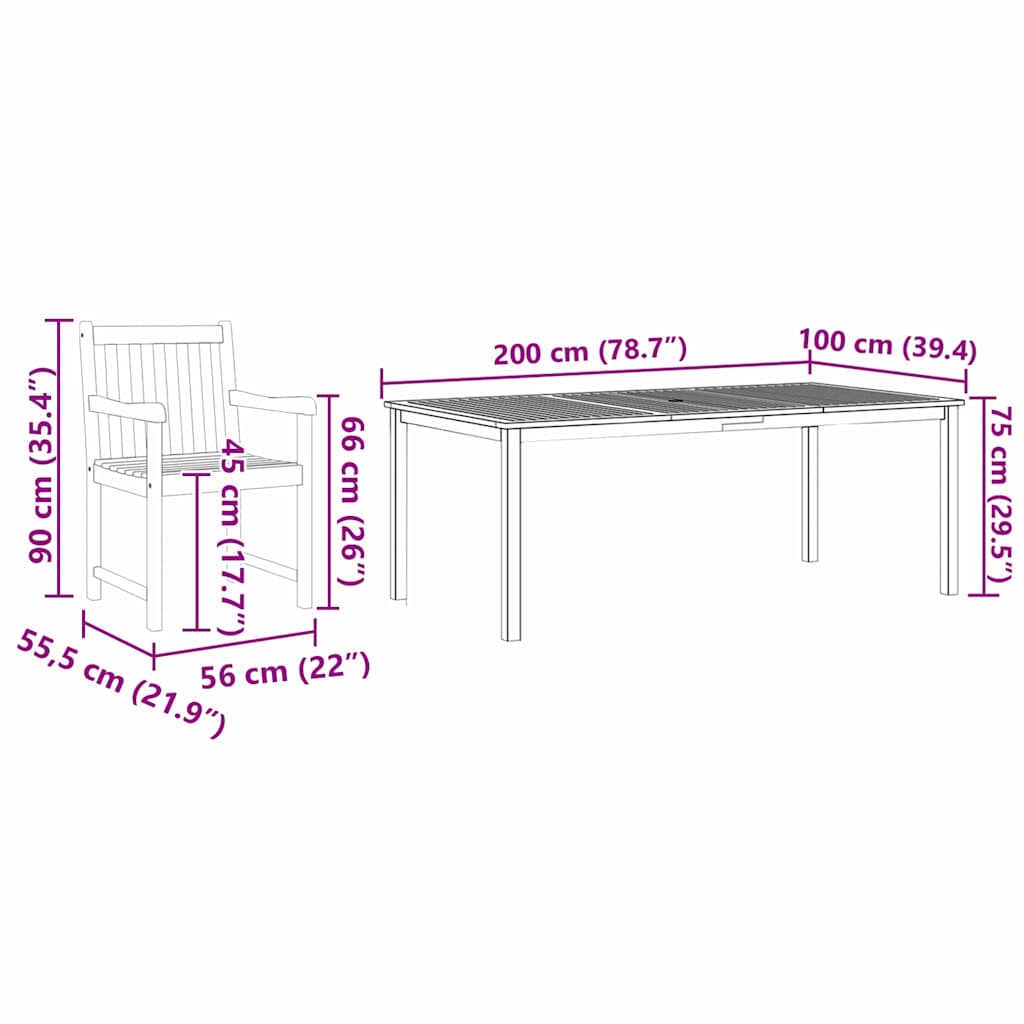 Garten Essgruppe 7 pcs Braun Massivholz Akazie