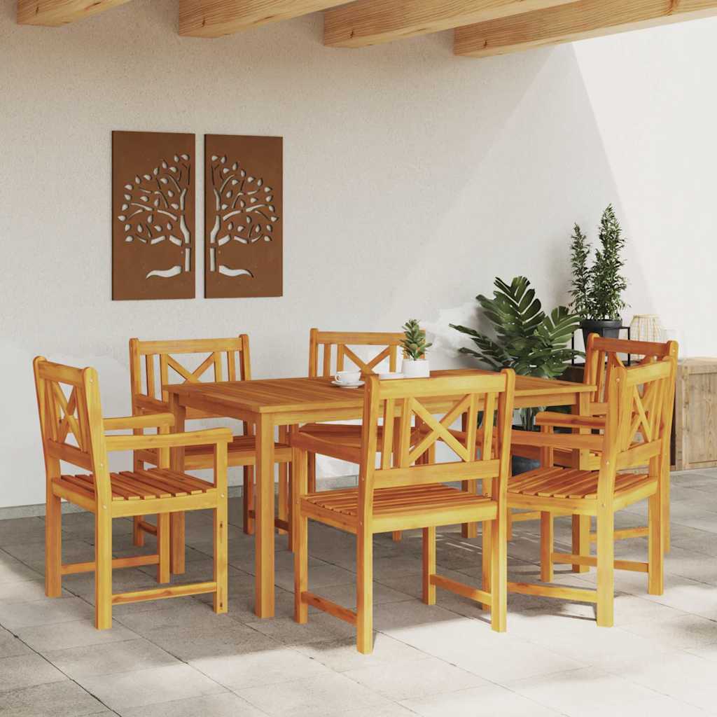Garten Essgruppe 7 stk. Braun Massivholz Akazie