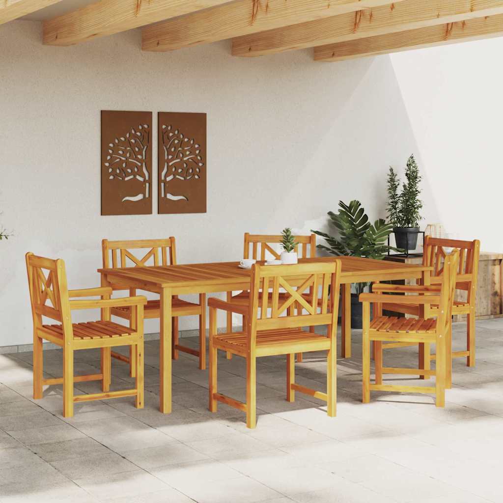 Garten Essgruppe 7 stk. 6-Sitzer Braun Massivholz Akazie