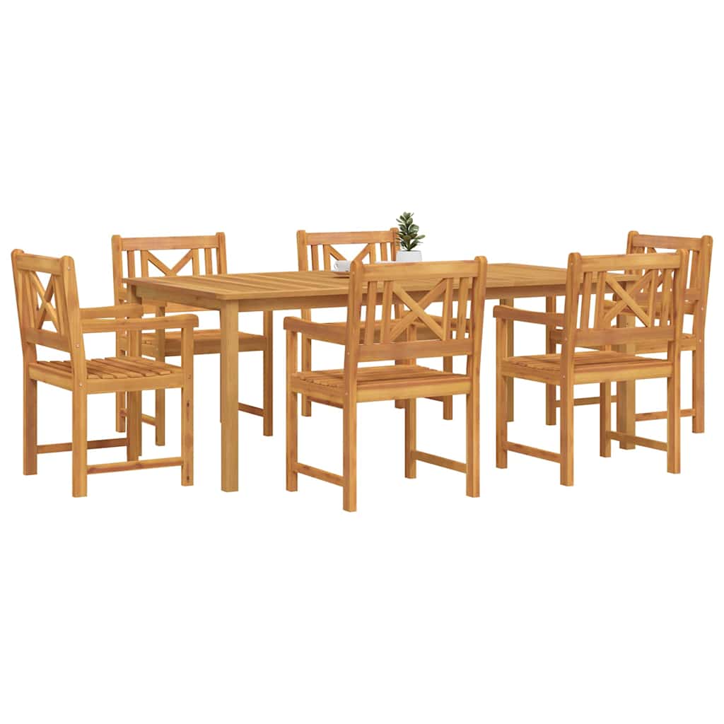 Garten Essgruppe 7 stk. 6-Sitzer Braun Massivholz Akazie