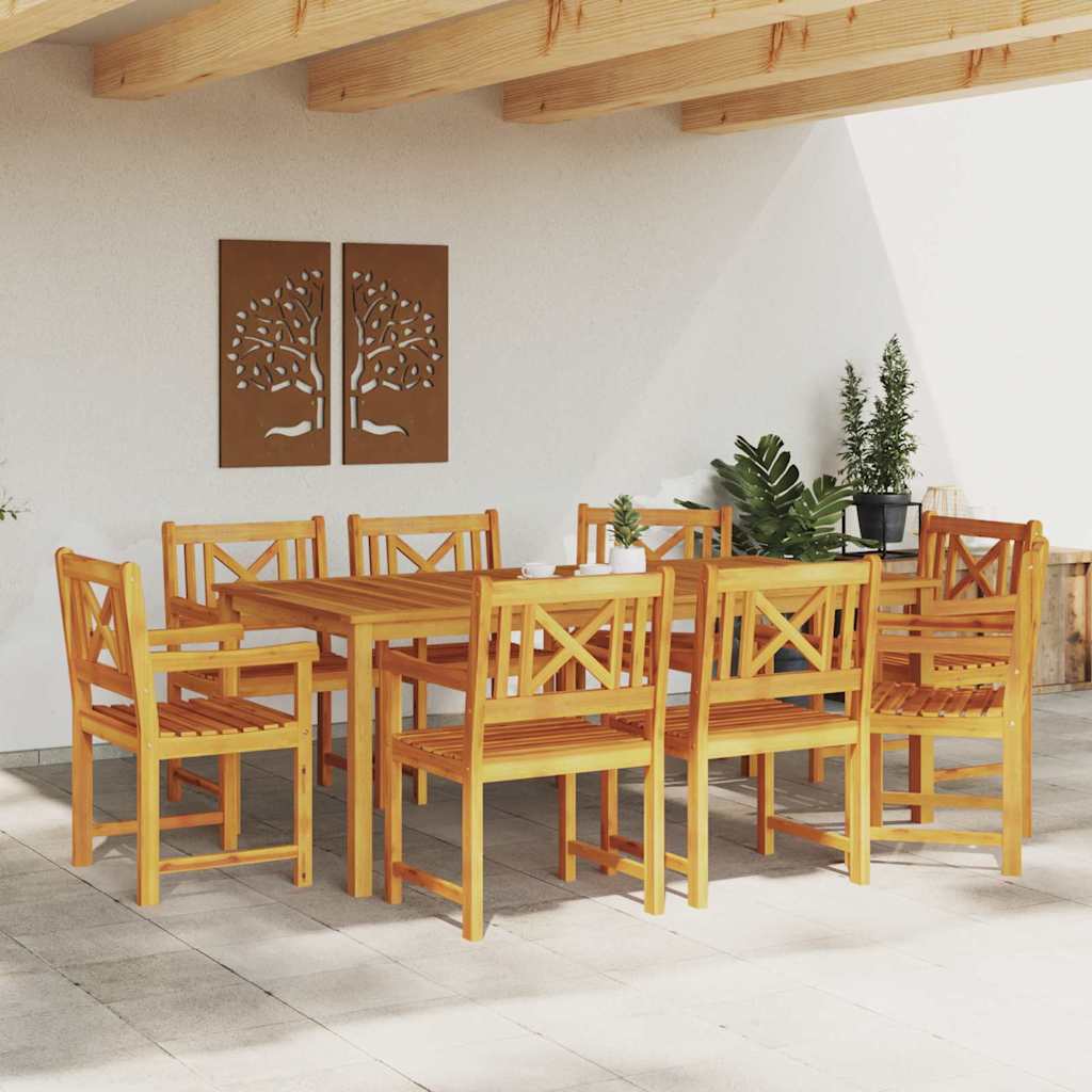 Garten Essgruppe 9 stk. Braun Massivholz Akazie