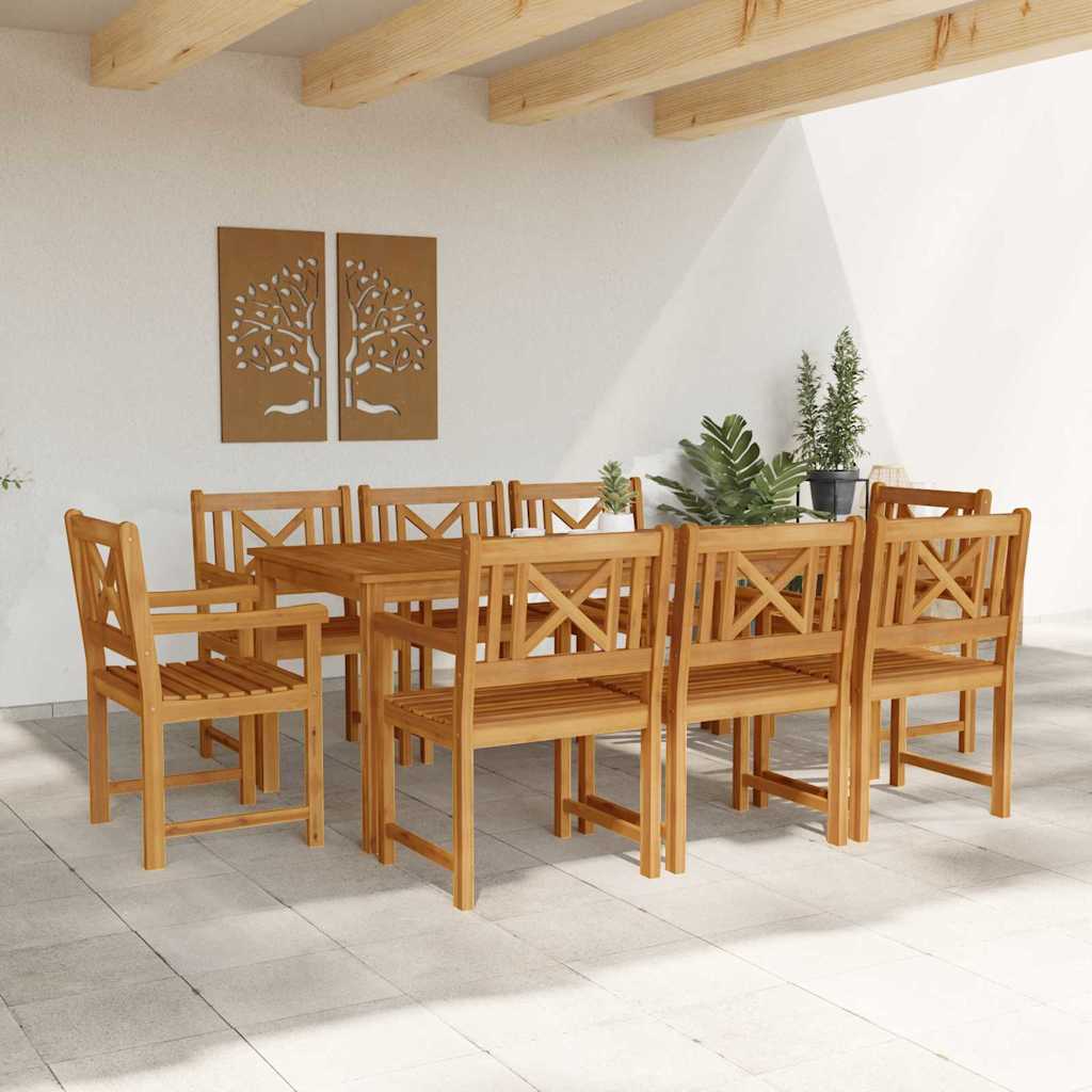 Garten Essgruppe 9 stk. Braun Massivholz Akazie