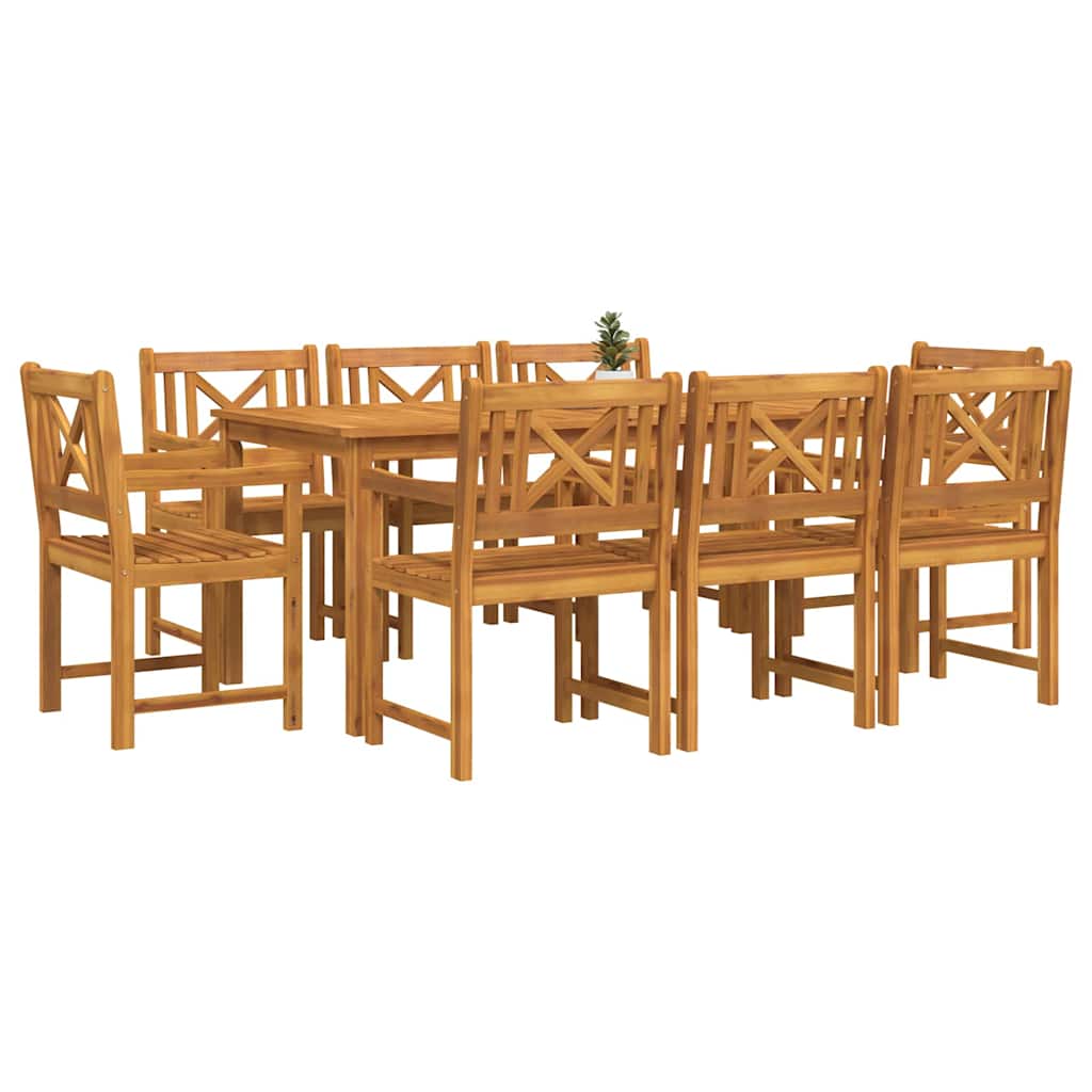 Garten Essgruppe 9 stk. Braun Massivholz Akazie