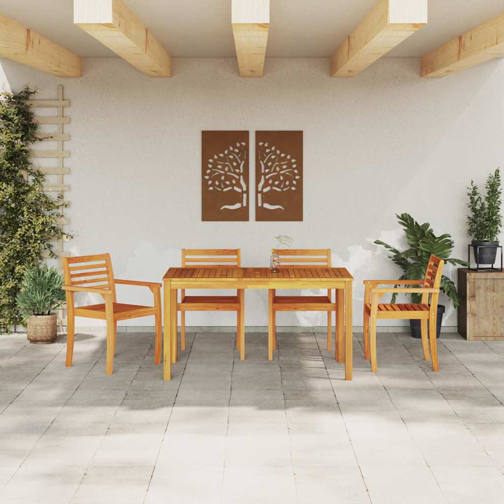 Garten Essgruppe 5 stk. Braun Massivholz Akazie