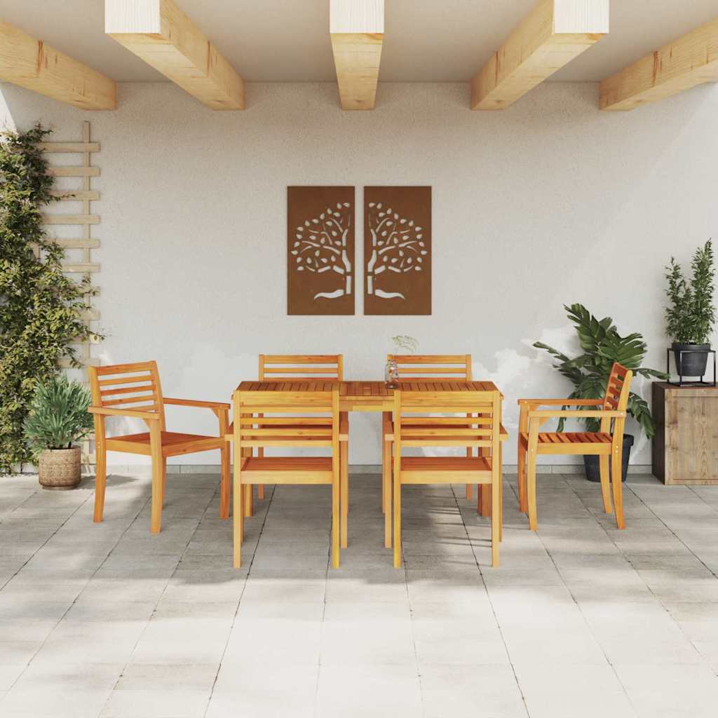 Garten Essgruppe 7 stk. Braun Massivholz Akazie