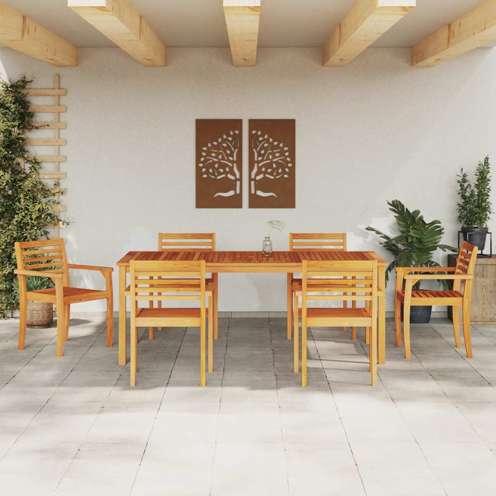 Garten Essgruppe 9 stk. Braun Massivholz Akazie