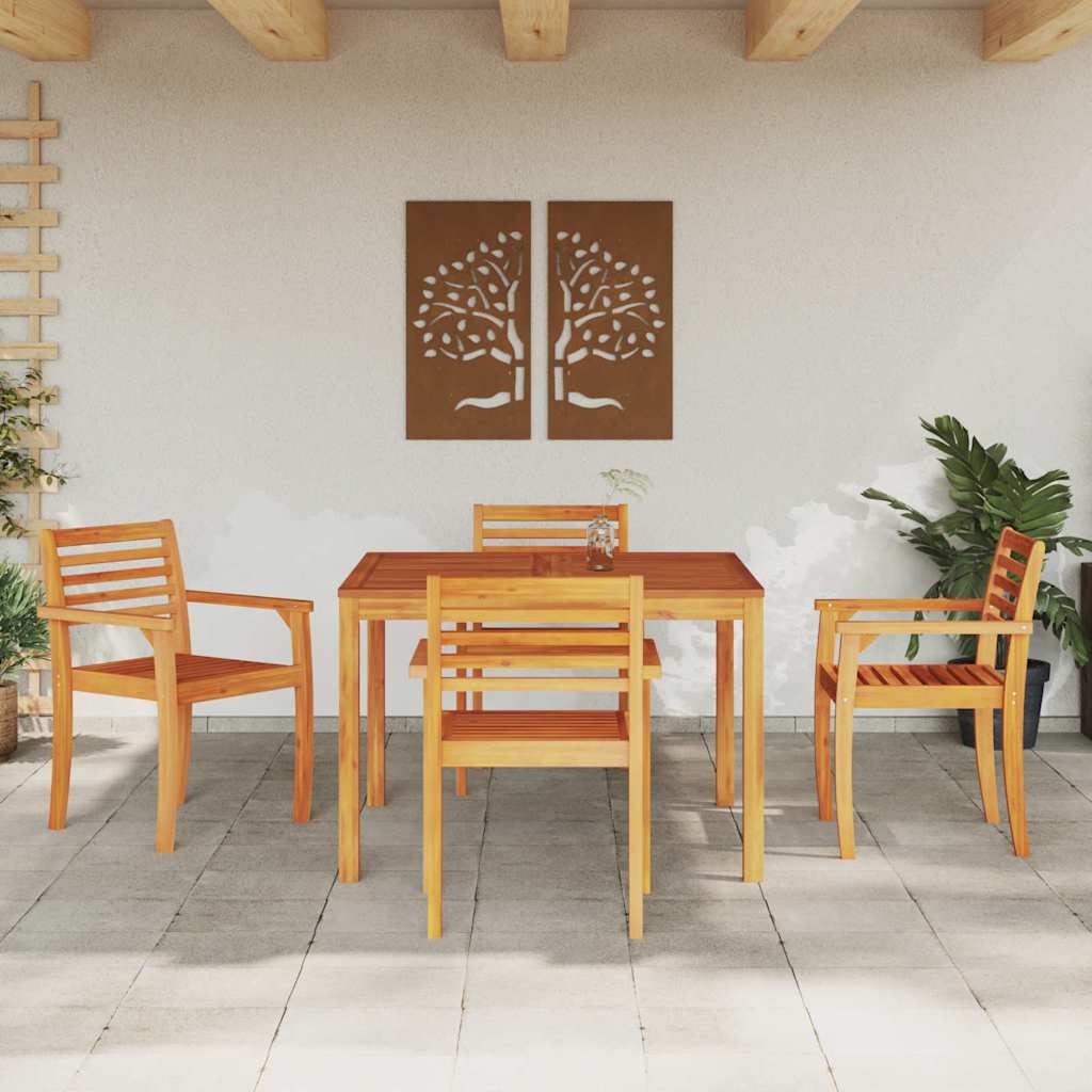 Garten Essgruppe 5 stk. Braun Massivholz Akazie