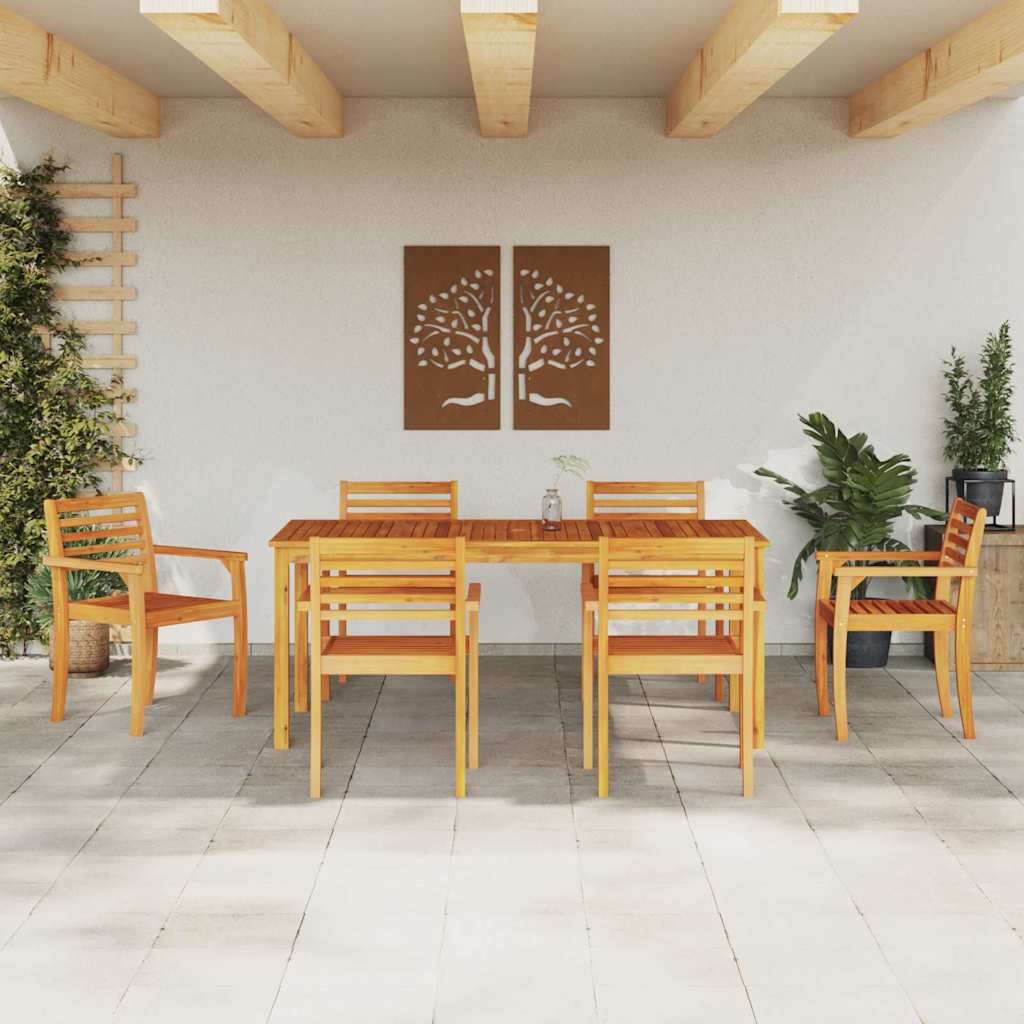 Garten Essgruppe 7 stk. Braun Massivholz Akazie