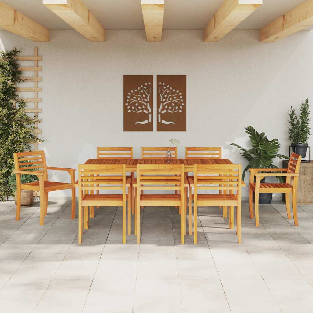 Garten Essgruppe 9 stk. Braun Massivholz Akazie