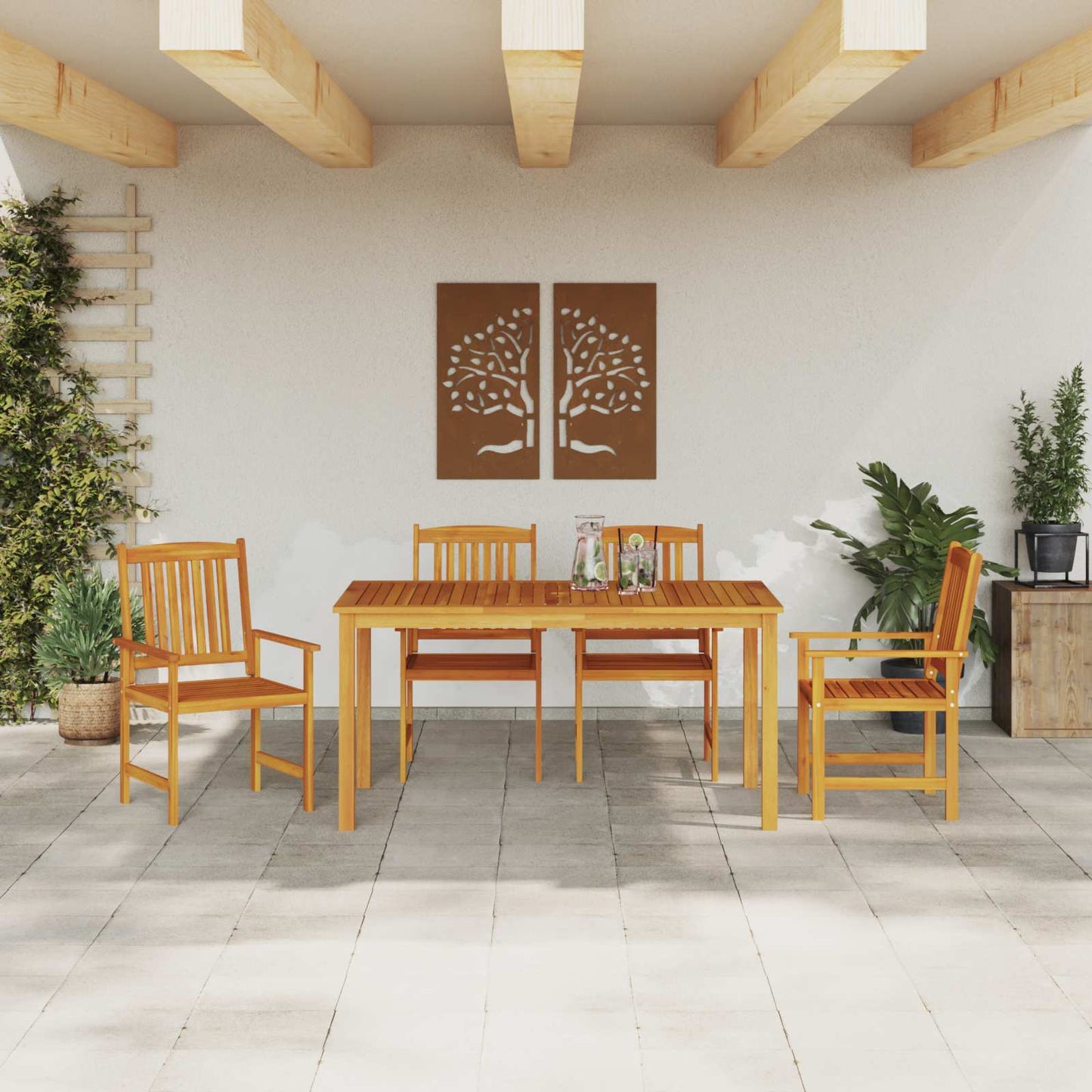 Garten Essgruppe 5 stk. Braun Massivholz Akazie
