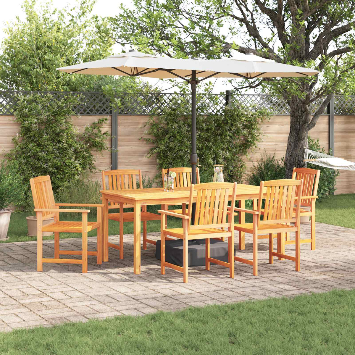 Garten Essgruppe 7 stk. Braun Massivholz Akazie