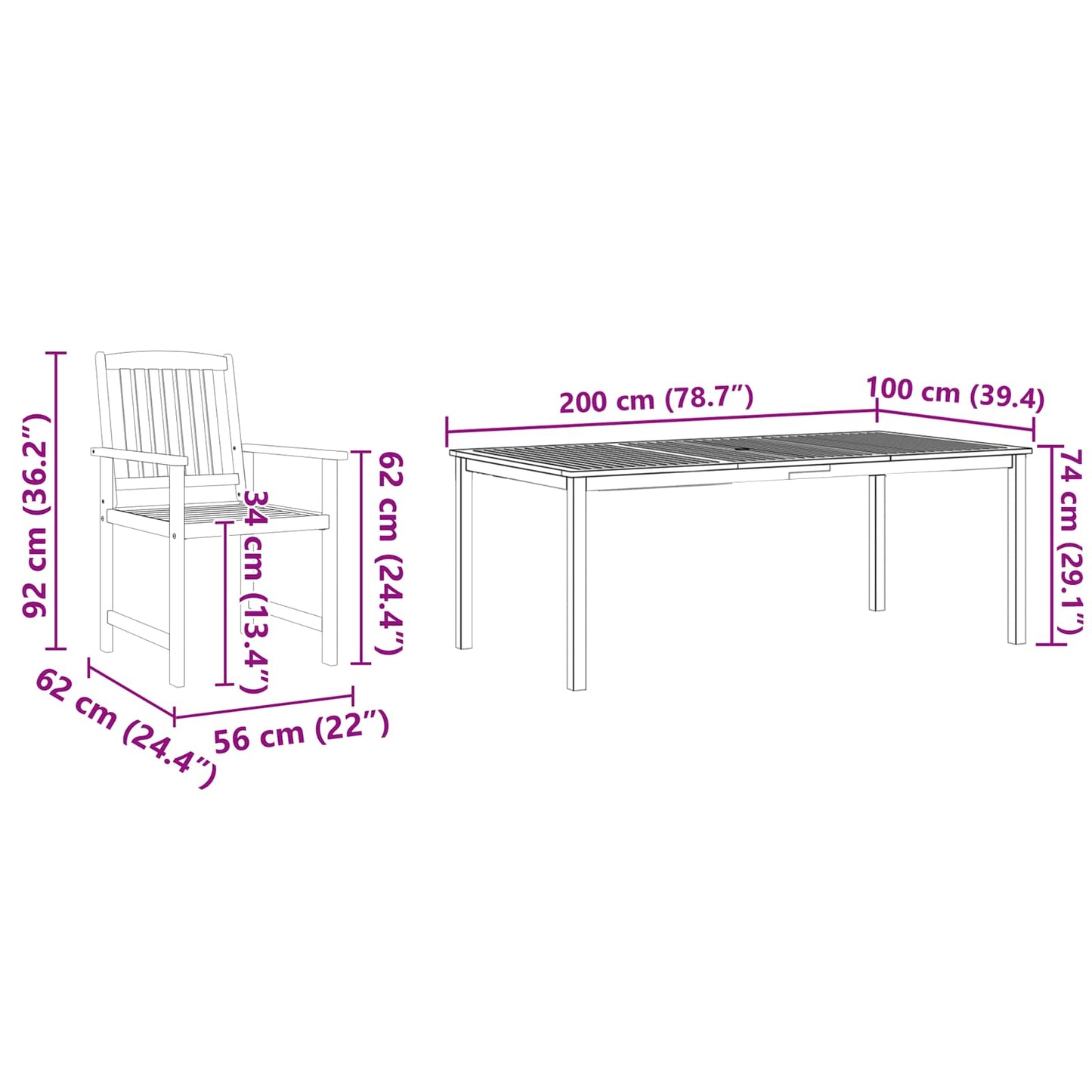 Garten Essgruppe 9 pcs Braun Massivholz Akazie