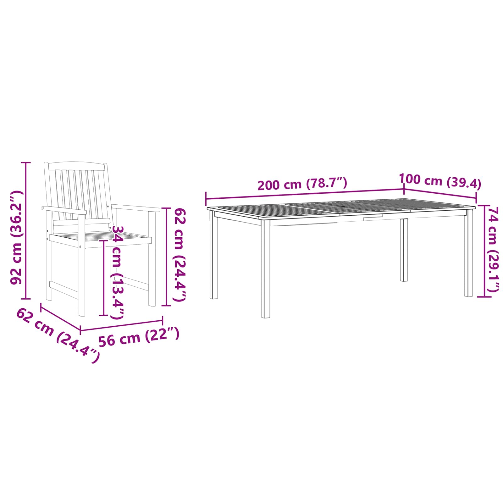 Garten Essgruppe 9 pcs Braun Massivholz Akazie