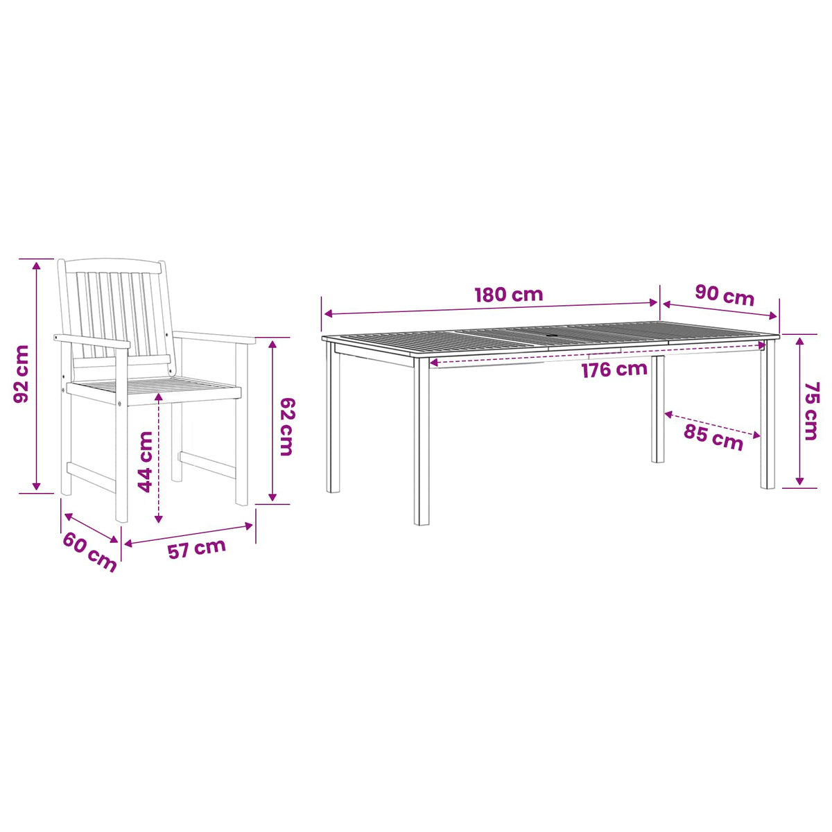 Garten Essgruppe 9 stk. Braun Massivholz Akazie