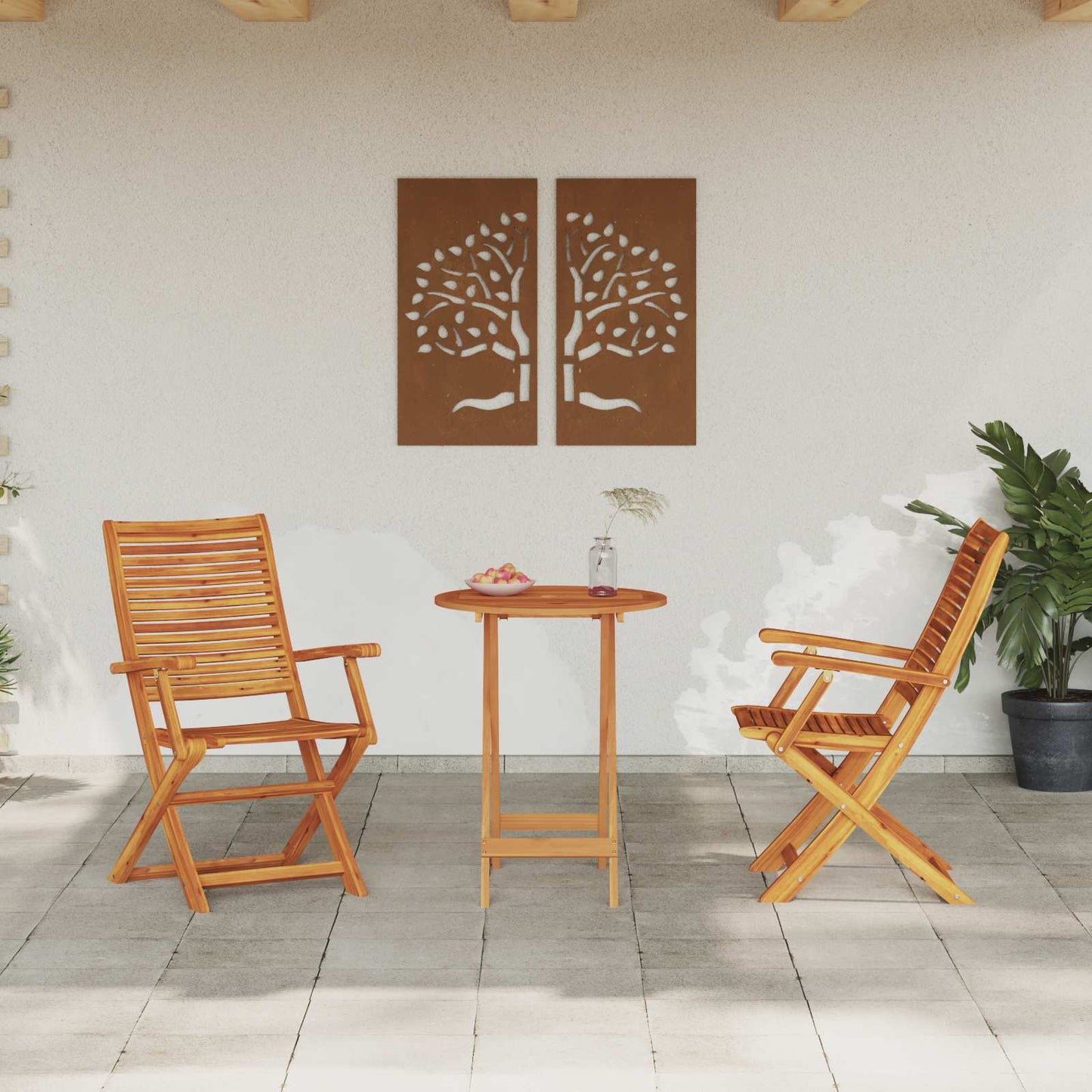 Klapp Bistro Set 3 stk. Braun Massivholz Akazie