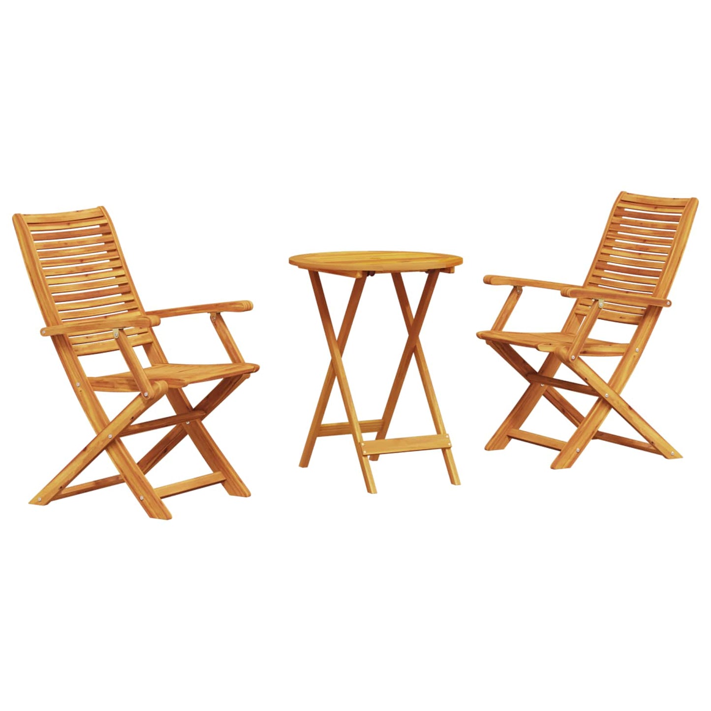 Klapp Bistro Set 3 stk. Braun Massivholz Akazie