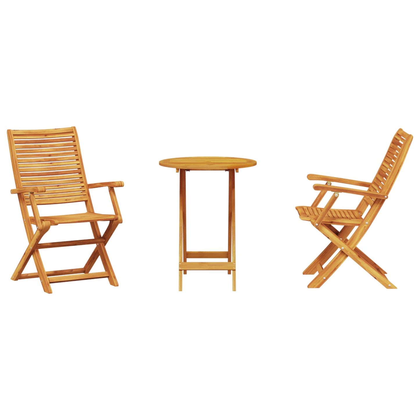 Klapp Bistro Set 3 stk. Braun Massivholz Akazie