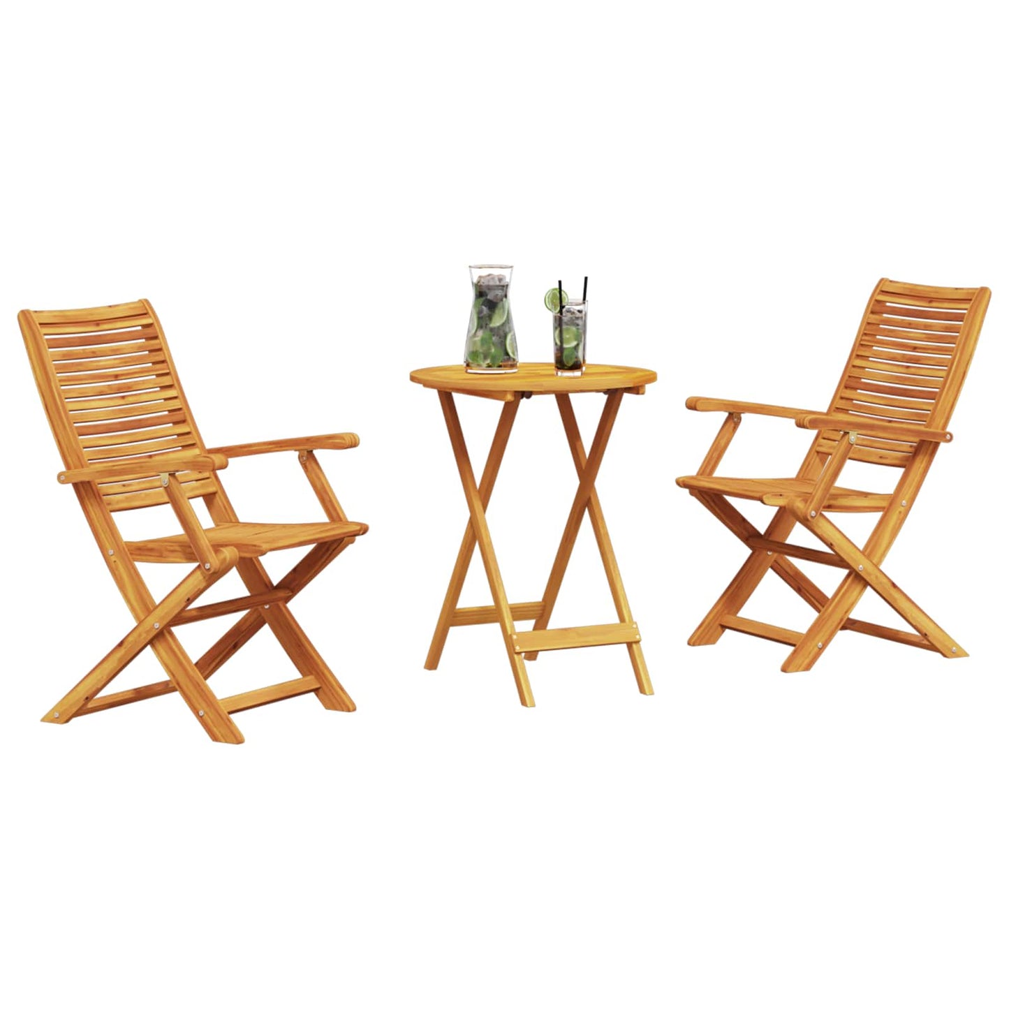Klapp Bistro Set 3 stk. Braun Massivholz Akazie