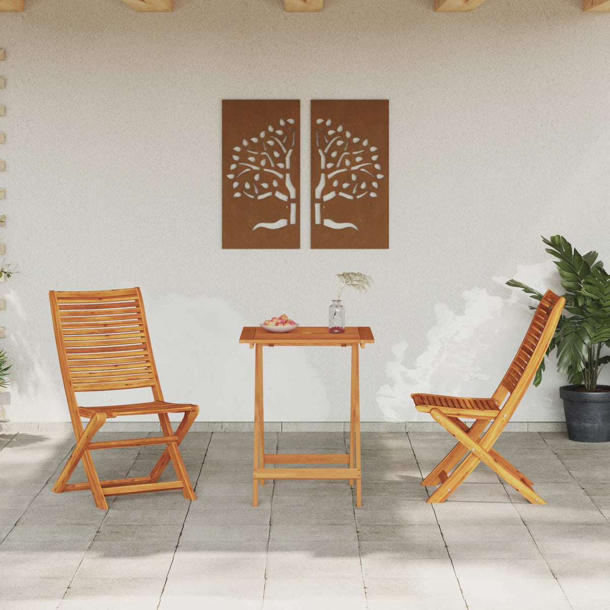 Klapp Bistro Set 3 stk. Braun Massivholz Akazie