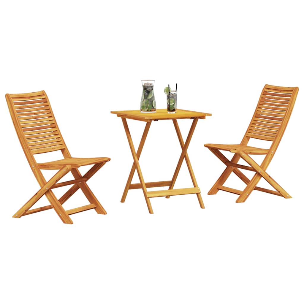 Klapp Bistro Set 3 stk. Braun Massivholz Akazie