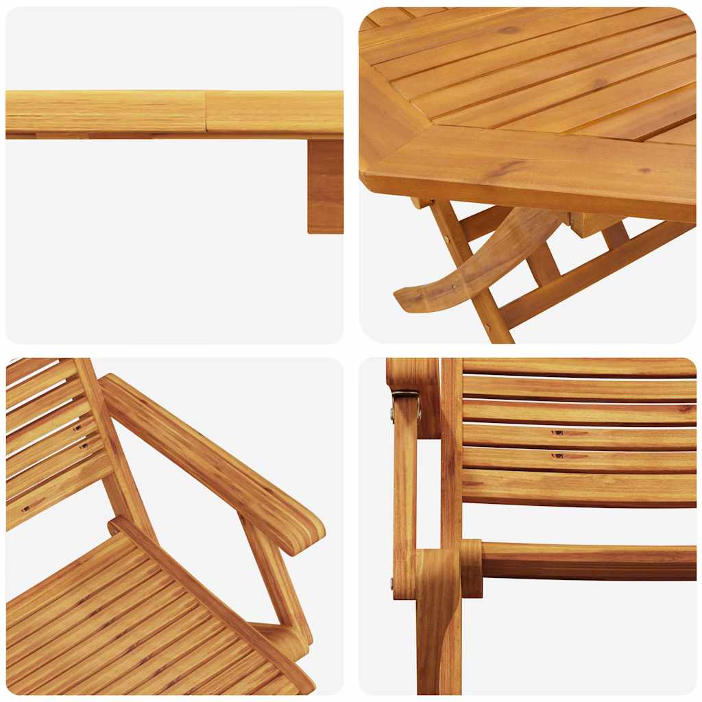 Klapp Bistro Set 3 stk. Braun Massivholz Akazie